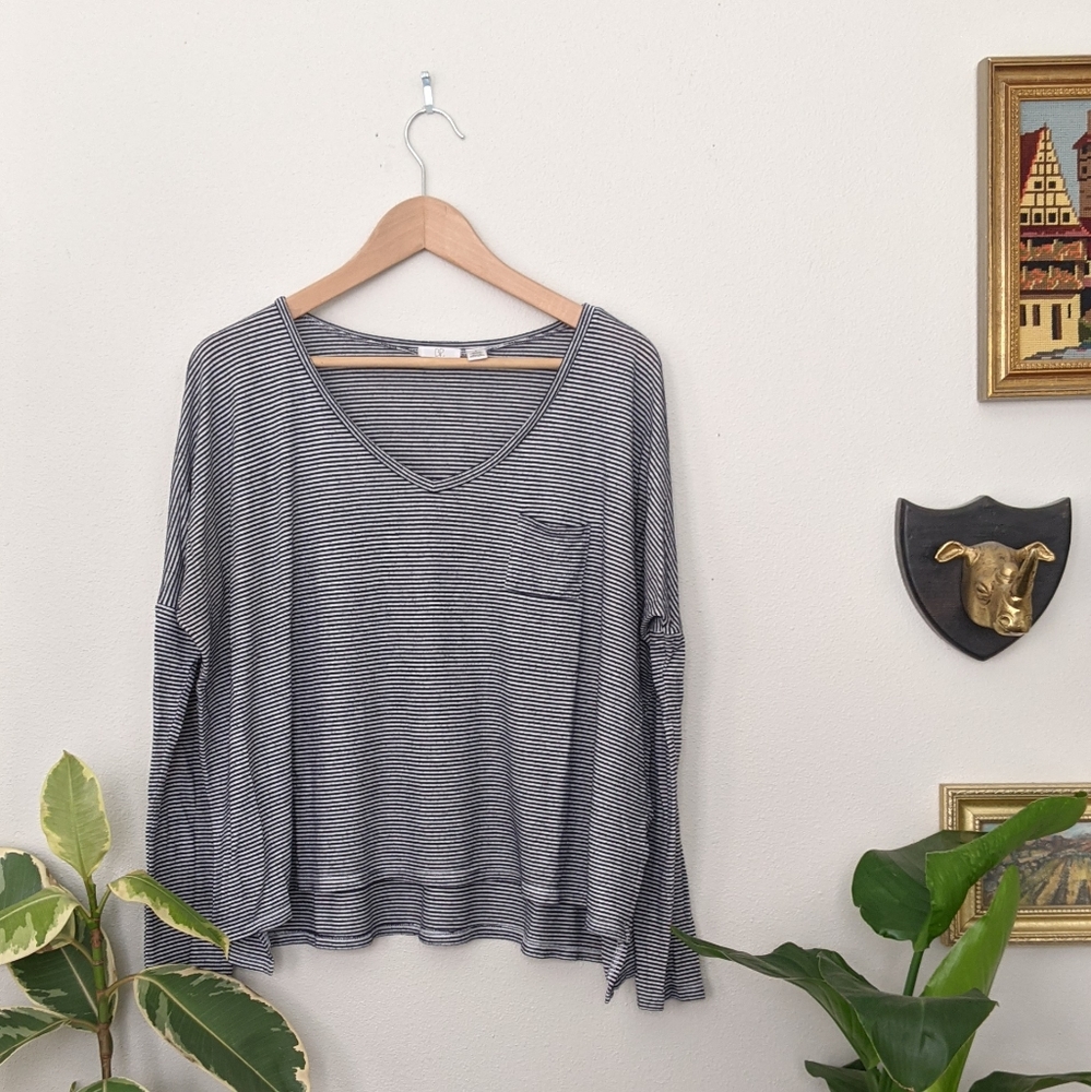 Slouchy Striped Pocket Tee